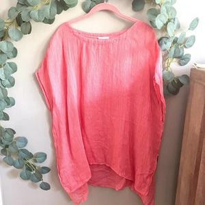 EILEEN FISHER Coral Oversized Linen Tunic Top with Crewneck Size Small summer